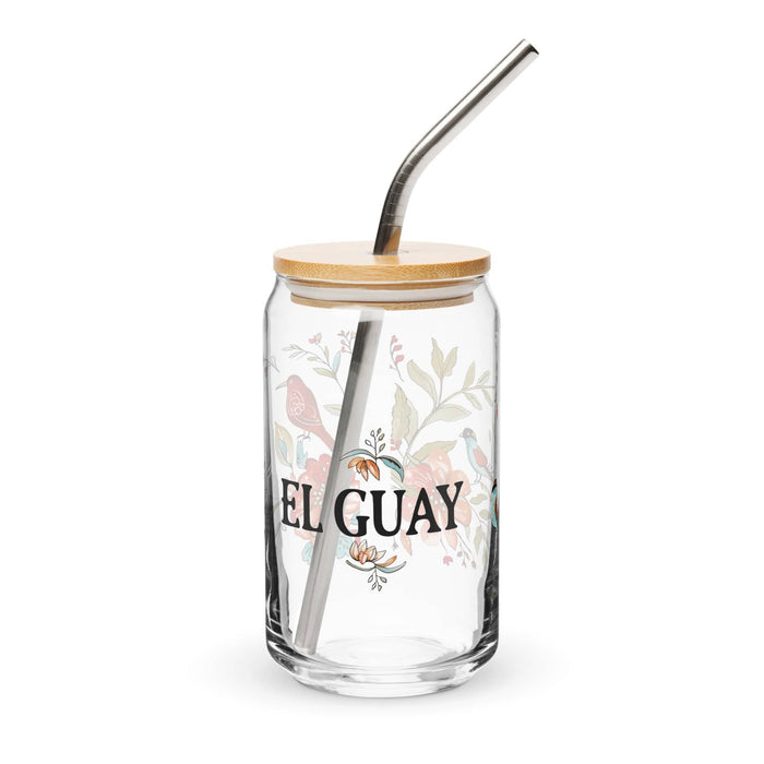 El Guay Exclusive Art Piece Can-Shaped Glass Home Office Work Mexican Spanish Pride Gift Cup One-Of-A-Kind Calligraphy Glass | E2 Mexicada 16 oz With Lid & Straw