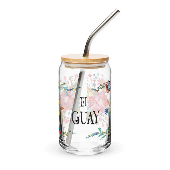 El Guay Exclusive Art Piece Can-Shaped Glass Home Office Work Mexican Spanish Pride Gift Cup One-Of-A-Kind Calligraphy Glass | E3 Mexicada 16 oz With Lid & Straw