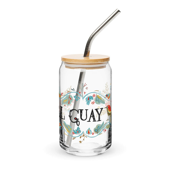 El Guay Exclusive Art Piece Can-Shaped Glass Home Office Work Mexican Spanish Pride Gift Cup One-Of-A-Kind Calligraphy Glass | E7 Mexicada 16 oz With Lid & Straw