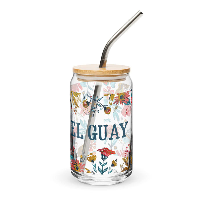 El Guay Exclusive Art Piece Can-Shaped Glass Home Office Work Mexican Spanish Pride Gift Cup One-Of-A-Kind Calligraphy Glass | E10 Mexicada 16 oz With Lid & Straw