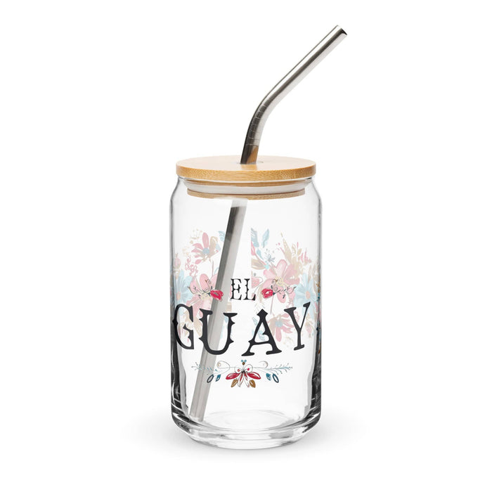 El Guay Exclusive Art Piece Can-Shaped Glass Home Office Work Mexican Spanish Pride Gift Cup One-Of-A-Kind Calligraphy Glass | E13 Mexicada 16 oz With Lid & Straw