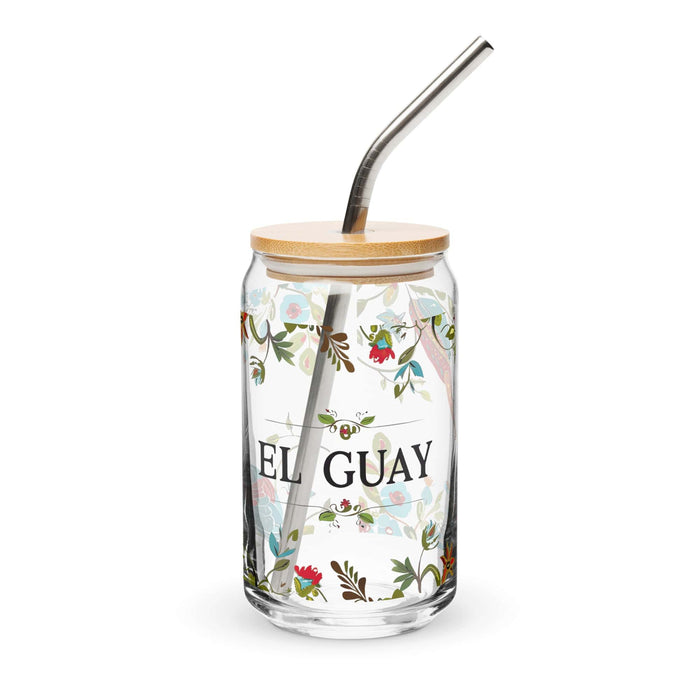 El Guay Exclusive Art Piece Can-Shaped Glass Home Office Work Mexican Spanish Pride Gift Cup One-Of-A-Kind Calligraphy Glass | E16 Mexicada 16 oz With Lid & Straw