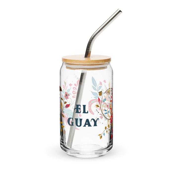 El Guay Exclusive Art Piece Can-Shaped Glass Home Office Work Mexican Spanish Pride Gift Cup One-Of-A-Kind Calligraphy Glass | E19 Mexicada 16 oz With Lid & Straw