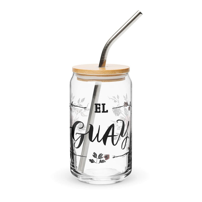 El Guay Exclusive Art Piece Can-Shaped Glass Home Office Work Mexican Spanish Pride Gift Cup One-Of-A-Kind Calligraphy Glass | E20 Mexicada 16 oz With Lid & Straw