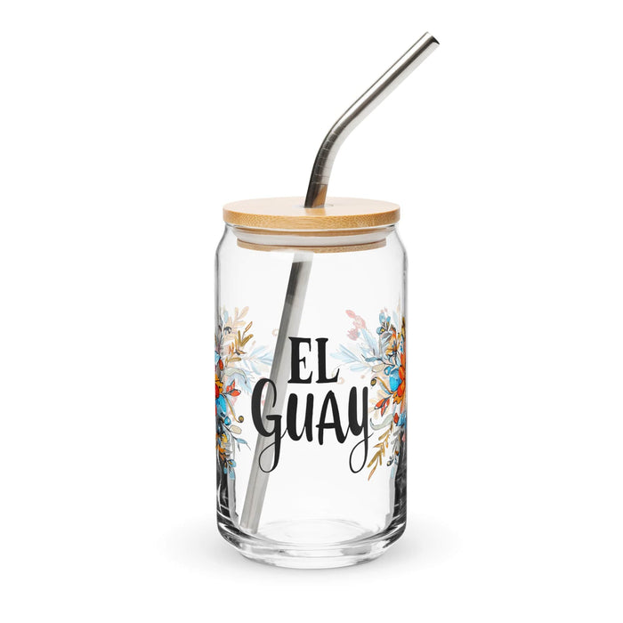 El Guay Exclusive Art Piece Can-Shaped Glass Home Office Work Mexican Spanish Pride Gift Cup One-Of-A-Kind Calligraphy Glass | E21 Mexicada 16 oz With Lid & Straw