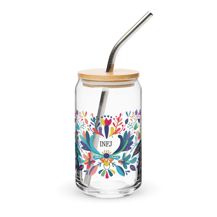 El Infj Exclusive Art Piece Can-Shaped Glass Home Office Work Mexican Spanish Pride Gift Cup One-Of-A-Kind Calligraphy Glass | E9 Mexicada 16 oz With Lid & Straw