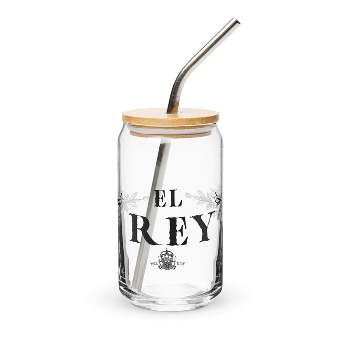 El Rey Exclusive Art Piece Can-Shaped Glass Home Office Work Mexican Spanish Pride Gift Cup One-Of-A-Kind Calligraphy Glass | E12 Mexicada 16 oz With Lid & Straw