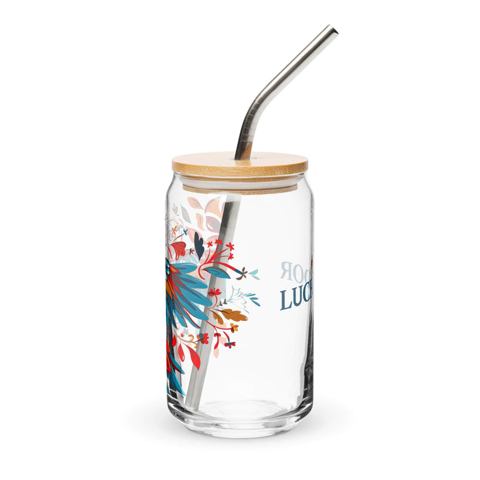 Luchador Exclusive Art Piece Can-Shaped Glass Home Office Work Mexican Spanish Pride Gift Cup One-Of-A-Kind Calligraphy Glass | L9 Mexicada 16 oz With Lid & Straw