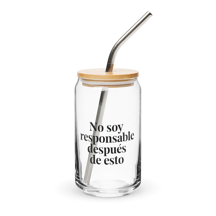 No Soy Responsable Después De Esto Exclusive Art Piece Can-Shaped Glass Home Office Work Mexican Spanish Pride Gift Cup One-Of-A-Kind Calligraphy Glass | N29 Mexicada 16 oz With Lid & Straw