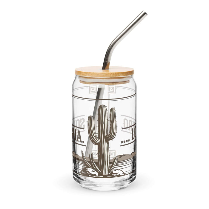 Solo Agua Lo Juro Exclusive Art Piece Can-Shaped Glass Home Office Work Mexican Spanish Pride Gift Cup One-Of-A-Kind Calligraphy Glass | S6 Mexicada 16 oz With Lid & Straw