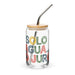 Solo Agua Lo Juro Exclusive Art Piece Can-Shaped Glass Home Office Work Mexican Spanish Pride Gift Cup One-Of-A-Kind Calligraphy Glass | S11 Mexicada 16 oz With Lid & Straw