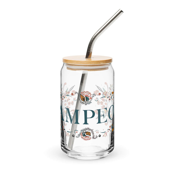 Campeón Exclusive Art Piece Can-Shaped Glass Home Office Work Mexican Spanish Pride Gift Cup One-Of-A-Kind Calligraphy Glass | C21 Mexicada 16 oz With Lid & Straw