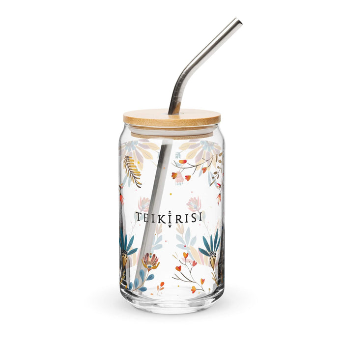 Teikirisi Exclusive Art Piece Can-Shaped Glass Home Office Work Mexican Spanish Pride Gift Cup One-Of-A-Kind Calligraphy Glass | T8 Mexicada 16 oz With Lid & Straw