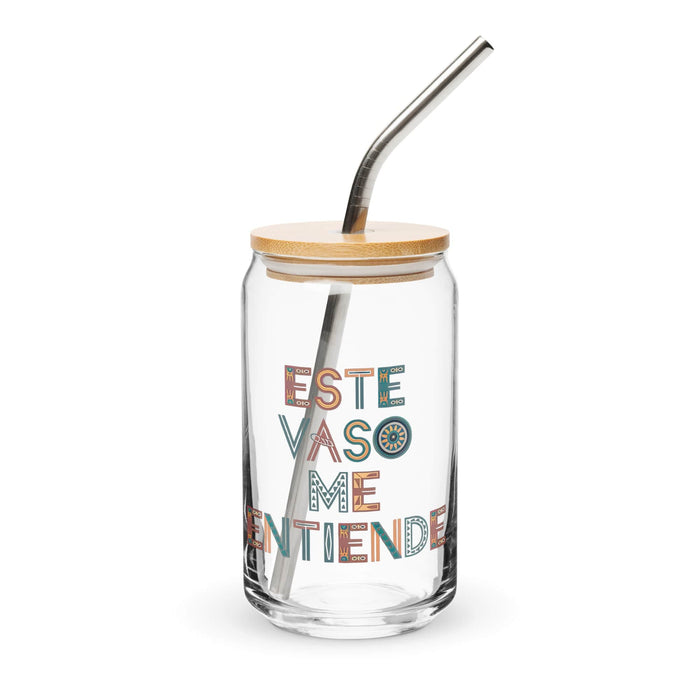 Este Vaso Me Entiende Exclusive Art Piece Can-Shaped Glass Home Office Work Mexican Spanish Pride Gift Cup One-Of-A-Kind Calligraphy Glass | E17 Mexicada 16 oz With Lid & Straw