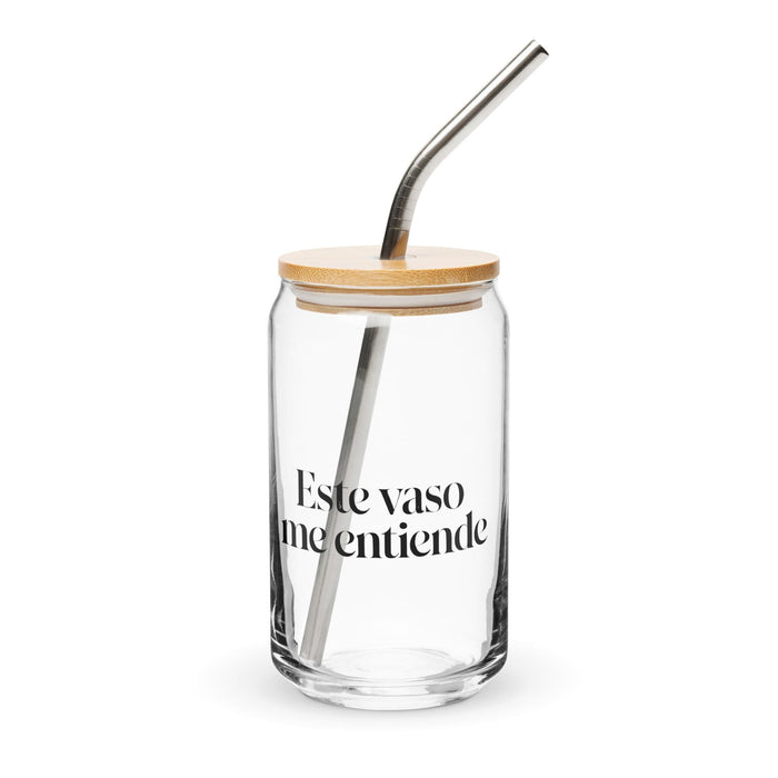 Este Vaso Me Entiende Exclusive Art Piece Can-Shaped Glass Home Office Work Mexican Spanish Pride Gift Cup One-Of-A-Kind Calligraphy Glass | E19 Mexicada 16 oz With Lid & Straw