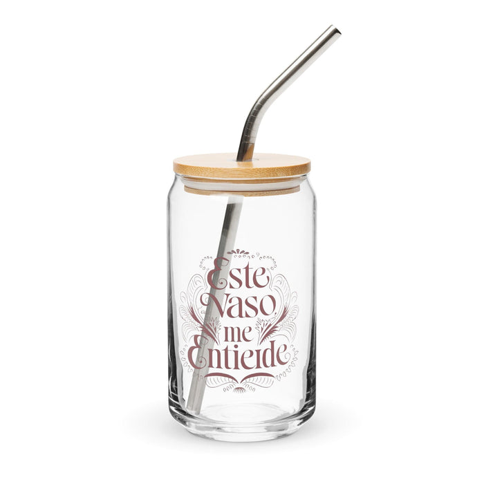 Este Vaso Me Entiende Exclusive Art Piece Can-Shaped Glass Home Office Work Mexican Spanish Pride Gift Cup One-Of-A-Kind Calligraphy Glass | E25 Mexicada 16 oz With Lid & Straw