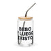 Bebo Y Luego Existo Exclusive Art Piece Can-Shaped Glass Home Office Work Mexican Spanish Pride Gift Cup One-Of-A-Kind Calligraphy Glass | B20 Mexicada 16 oz With Lid & Straw