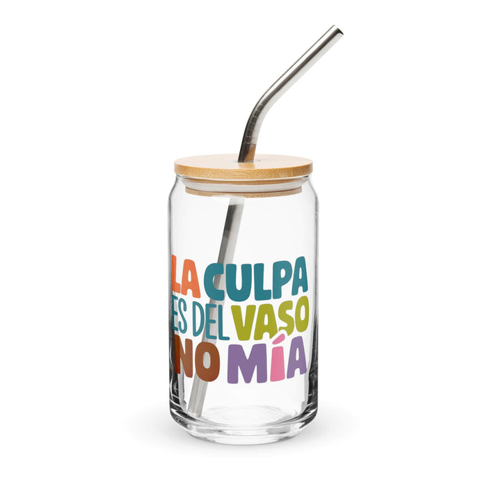 La Culpa Es Del Vaso, No Mía Exclusive Art Piece Can-Shaped Glass Home Office Work Mexican Spanish Pride Gift Cup One-Of-A-Kind Calligraphy Glass | L2 Mexicada 16 oz With Lid & Straw