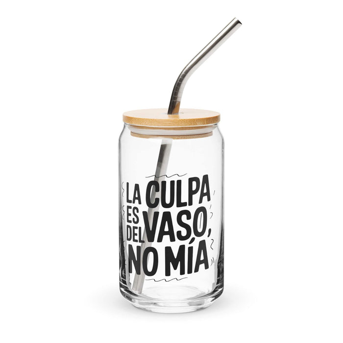 La Culpa Es Del Vaso, No Mía Exclusive Art Piece Can-Shaped Glass Home Office Work Mexican Spanish Pride Gift Cup One-Of-A-Kind Calligraphy Glass | L3 Mexicada 16 oz With Lid & Straw