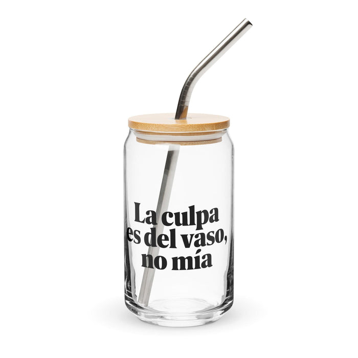 La Culpa Es Del Vaso, No Mía Exclusive Art Piece Can-Shaped Glass Home Office Work Mexican Spanish Pride Gift Cup One-Of-A-Kind Calligraphy Glass | L6 Mexicada 16 oz With Lid & Straw