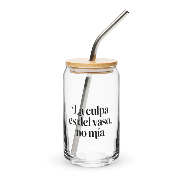 La Culpa Es Del Vaso, No Mía Exclusive Art Piece Can-Shaped Glass Home Office Work Mexican Spanish Pride Gift Cup One-Of-A-Kind Calligraphy Glass | L14 Mexicada 16 oz With Lid & Straw