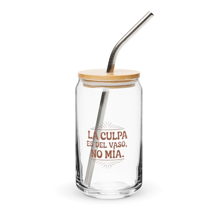 La Culpa Es Del Vaso, No Mía Exclusive Art Piece Can-Shaped Glass Home Office Work Mexican Spanish Pride Gift Cup One-Of-A-Kind Calligraphy Glass | L15 Mexicada 16 oz With Lid & Straw