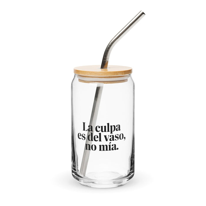 La Culpa Es Del Vaso, No Mía Exclusive Art Piece Can-Shaped Glass Home Office Work Mexican Spanish Pride Gift Cup One-Of-A-Kind Calligraphy Glass | L18 Mexicada 16 oz With Lid & Straw