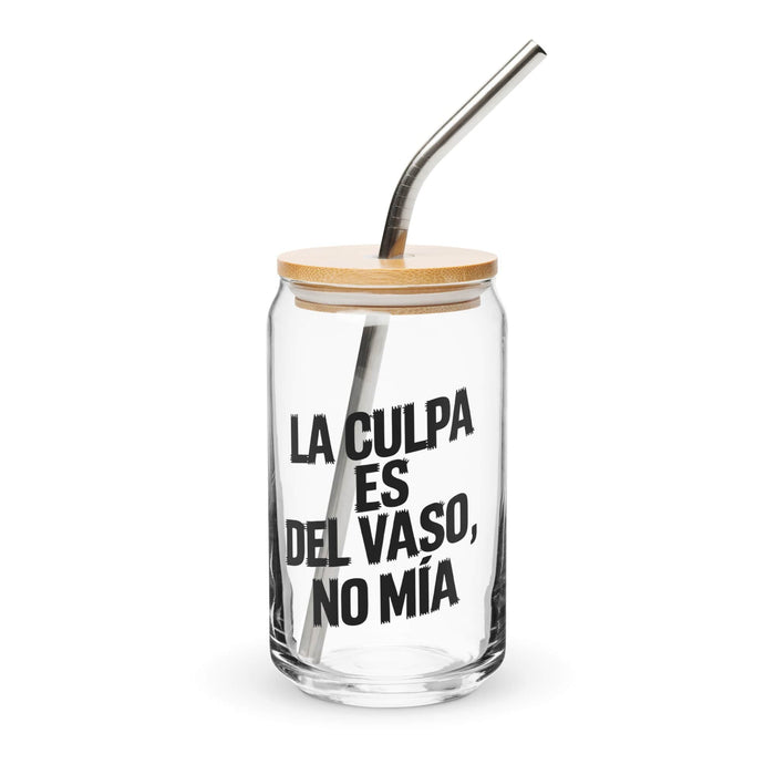 La Culpa Es Del Vaso, No Mía Exclusive Art Piece Can-Shaped Glass Home Office Work Mexican Spanish Pride Gift Cup One-Of-A-Kind Calligraphy Glass | L21 Mexicada 16 oz With Lid & Straw