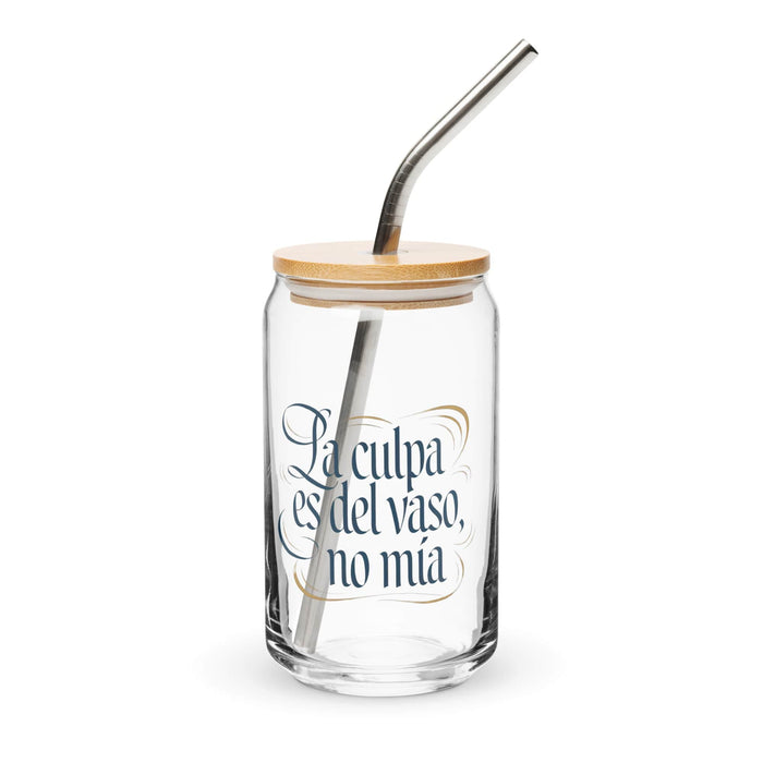 La Culpa Es Del Vaso, No Mía Exclusive Art Piece Can-Shaped Glass Home Office Work Mexican Spanish Pride Gift Cup One-Of-A-Kind Calligraphy Glass | L23 Mexicada 16 oz With Lid & Straw