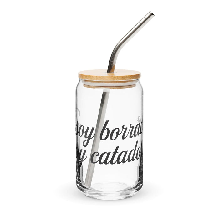 No Soy Borracho, Soy Catador Exclusive Art Piece Can-Shaped Glass Home Office Work Mexican Spanish Pride Gift Cup One-Of-A-Kind Calligraphy Glass | N38 Mexicada 16 oz With Lid & Straw