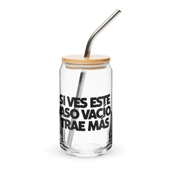 Si Ves Este Vaso Vacío, Trae Más Exclusive Art Piece Can-Shaped Glass Home Office Work Mexican Spanish Pride Gift Cup One-Of-A-Kind Calligraphy Glass | S10 Mexicada 16 oz With Lid & Straw