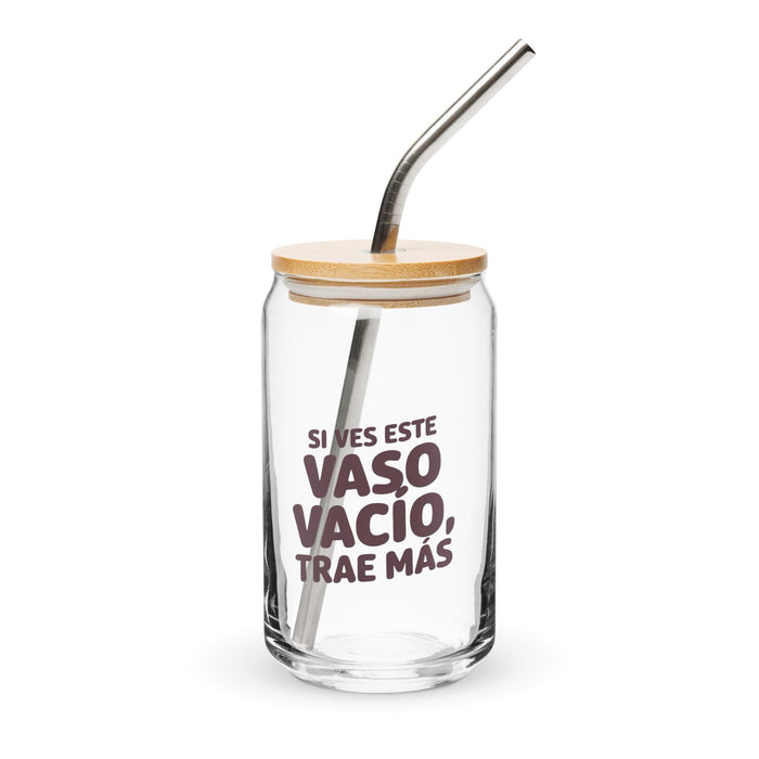 Si Ves Este Vaso Vacío, Trae Más Exclusive Art Piece Can-Shaped Glass Home Office Work Mexican Spanish Pride Gift Cup One-Of-A-Kind Calligraphy Glass | S19 Mexicada 16 oz With Lid & Straw