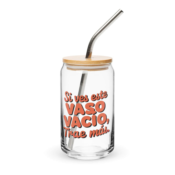 Si Ves Este Vaso Vacío, Trae Más Exclusive Art Piece Can-Shaped Glass Home Office Work Mexican Spanish Pride Gift Cup One-Of-A-Kind Calligraphy Glass | S42 Mexicada 16 oz With Lid & Straw