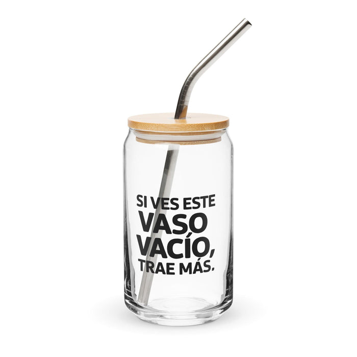 Si Ves Este Vaso Vacío, Trae Más Exclusive Art Piece Can-Shaped Glass Home Office Work Mexican Spanish Pride Gift Cup One-Of-A-Kind Calligraphy Glass | S43 Mexicada 16 oz With Lid & Straw