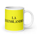 La Queenslandesa The Queenslander Funny Home Office Work Coffee Mug Mexican Spanish Pride Gift White Glossy Cup Yellow Card Mug Mexicada 20 oz