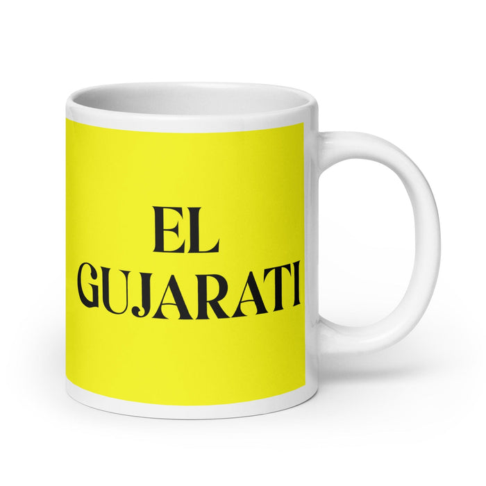 El Gujarati The Gujarati Funny Home Office Work Coffee Mug Mexican Spanish Pride Gift White Glossy Cup Yellow Card Mug Mexicada 20 oz