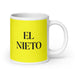 El Nieto The Granddaughter / The Grandson Funny Home Office Work Coffee Mug Mexican Spanish Pride Gift White Glossy Cup Yellow Card Mug Mexicada 20 oz