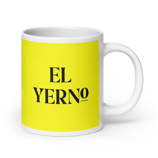 El Yerno The Daughter-In-Law / The Son-In-Law Funny Home Office Work Coffee Mug Mexican Spanish Pride Gift White Glossy Cup Yellow Card Mug Mexicada 20 oz