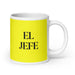 El Jefe The Chief / Boss Funny Home Office Work Coffee Mug Mexican Spanish Pride Gift White Glossy Cup Yellow Card Mug Mexicada 20 oz