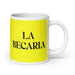 La Becaria The Intern Funny Home Office Work Coffee Mug Mexican Spanish Pride Gift White Glossy Cup Yellow Card Mug Mexicada 20 oz