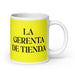 La Gerenta De Tienda The Store Manager Funny Home Office Work Coffee Mug Mexican Spanish Pride Gift White Glossy Cup Yellow Card Mug Mexicada 20 oz