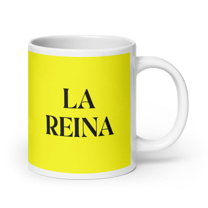 La Reina The Queen / The King Funny Home Office Work Coffee Mug Mexican Spanish Pride Gift White Glossy Cup Yellow Card Mug Mexicada 20 oz