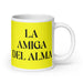 La Amiga Del Alma The Soulmate Friend Funny Home Office Work Coffee Mug Mexican Spanish Pride Gift White Glossy Cup Yellow Card Mug Mexicada 20 oz