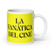 La Fanática Del Cine The Movie Buff Funny Home Office Work Coffee Mug Mexican Spanish Pride Gift White Glossy Cup Yellow Card Mug Mexicada 20 oz