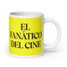 El Fanático Del Cine The Movie Buff Funny Home Office Work Coffee Mug Mexican Spanish Pride Gift White Glossy Cup Yellow Card Mug Mexicada 20 oz