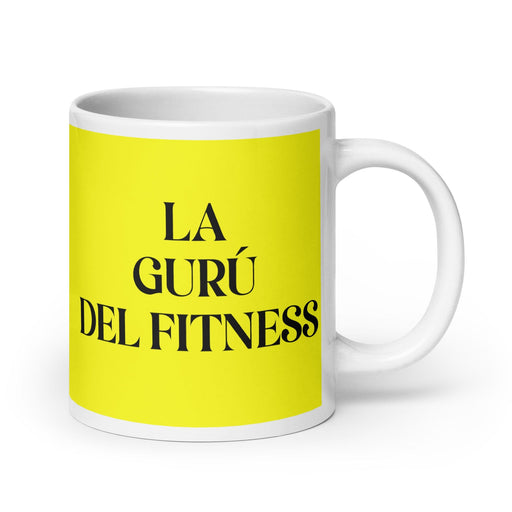 La Gurú Del Fitness The Fitness Guru Funny Home Office Work Coffee Mug Mexican Spanish Pride Gift White Glossy Cup Yellow Card Mug Mexicada 20 oz