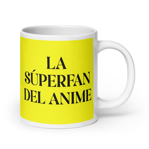 La Súperfan Del Anime The Anime Superfan Funny Home Office Work Coffee Mug Mexican Spanish Pride Gift White Glossy Cup Yellow Card Mug Mexicada 20 oz