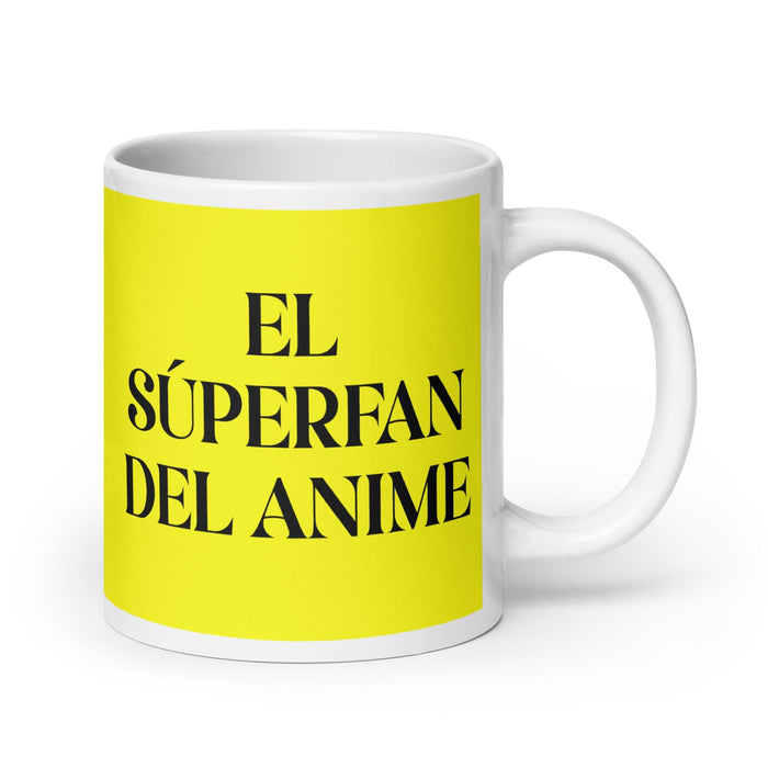 El Súperfan Del Anime The Anime Superfan Funny Home Office Work Coffee Mug Mexican Spanish Pride Gift White Glossy Cup Yellow Card Mug Mexicada 20 oz