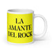 La Amante Del Rock The Rock Music Lover Funny Home Office Work Coffee Mug Mexican Spanish Pride Gift White Glossy Cup Yellow Card Mug Mexicada 20 oz