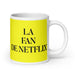 La Fan De Netflix The Netflix Fan Funny Home Office Work Coffee Mug Mexican Spanish Pride Gift White Glossy Cup Yellow Card Mug Mexicada 20 oz